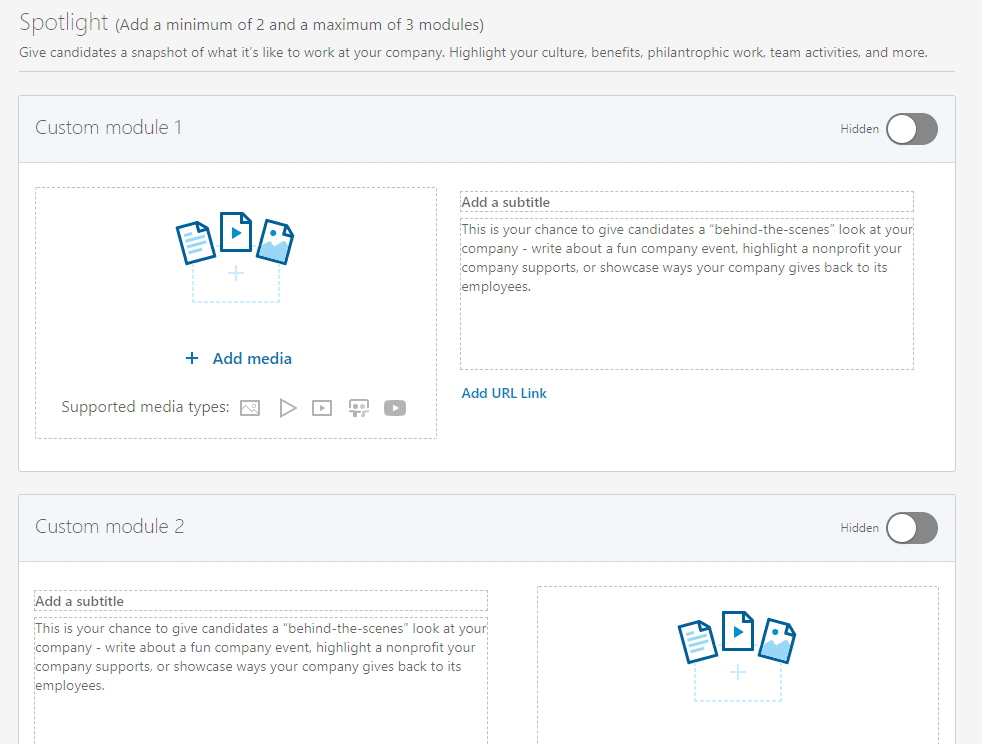 spotlight modules toevoegen aan je linkedin carrièrepagina